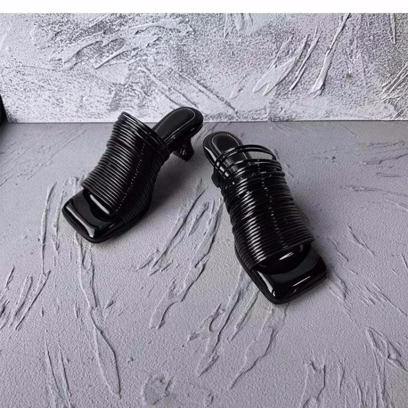 Eilyken Rome Narrow Band Square Toe Womens Slipper Sandals Summer Sexy High Heel Ladies Mules Slides Shoes 250217