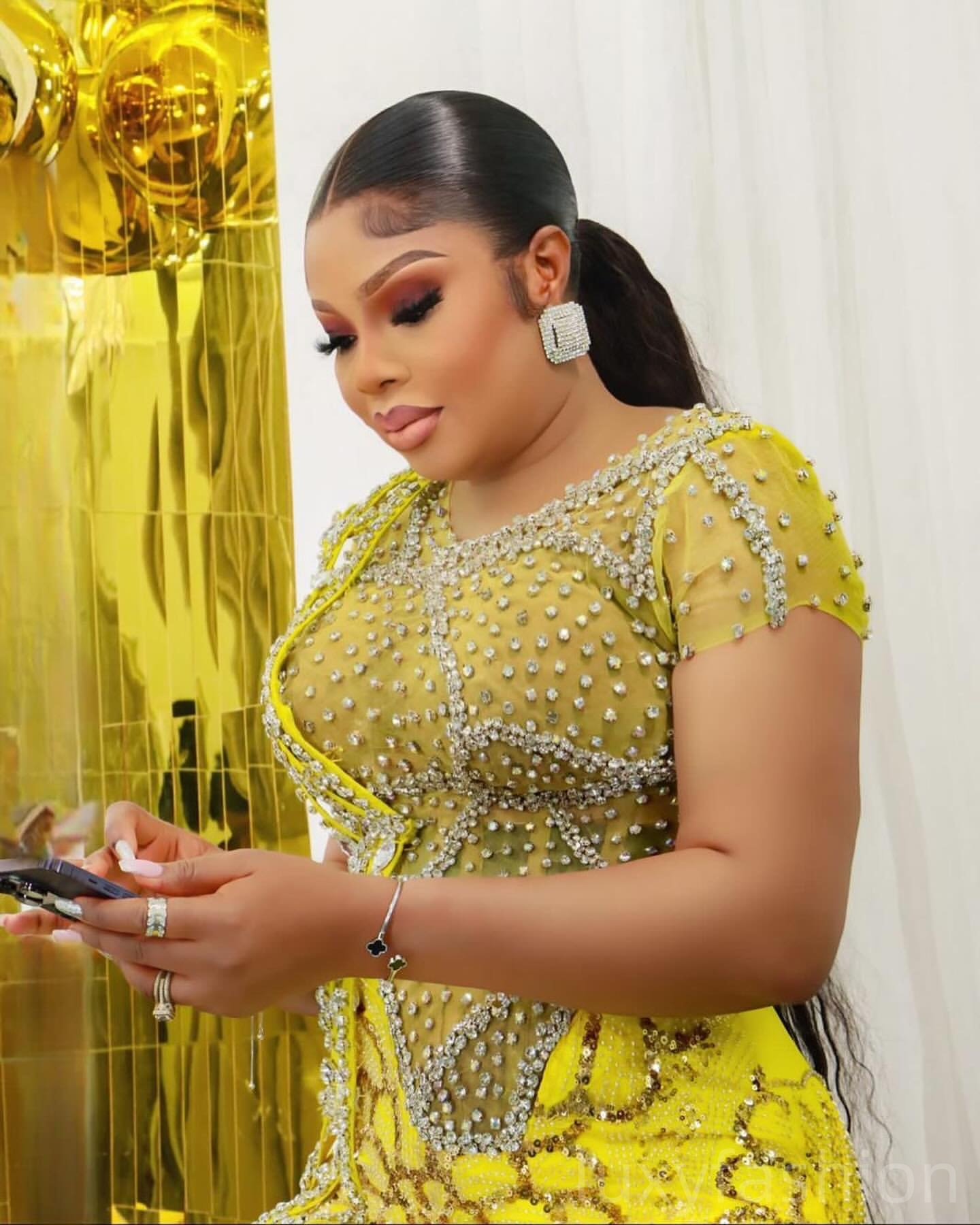 Aso Ebi 2025 Yellow Mermaid Prom Dresses Crystals Beaded Short Sleeves Sequined Evening Formal Party Second Reception Birthday Gowns Dress For Special