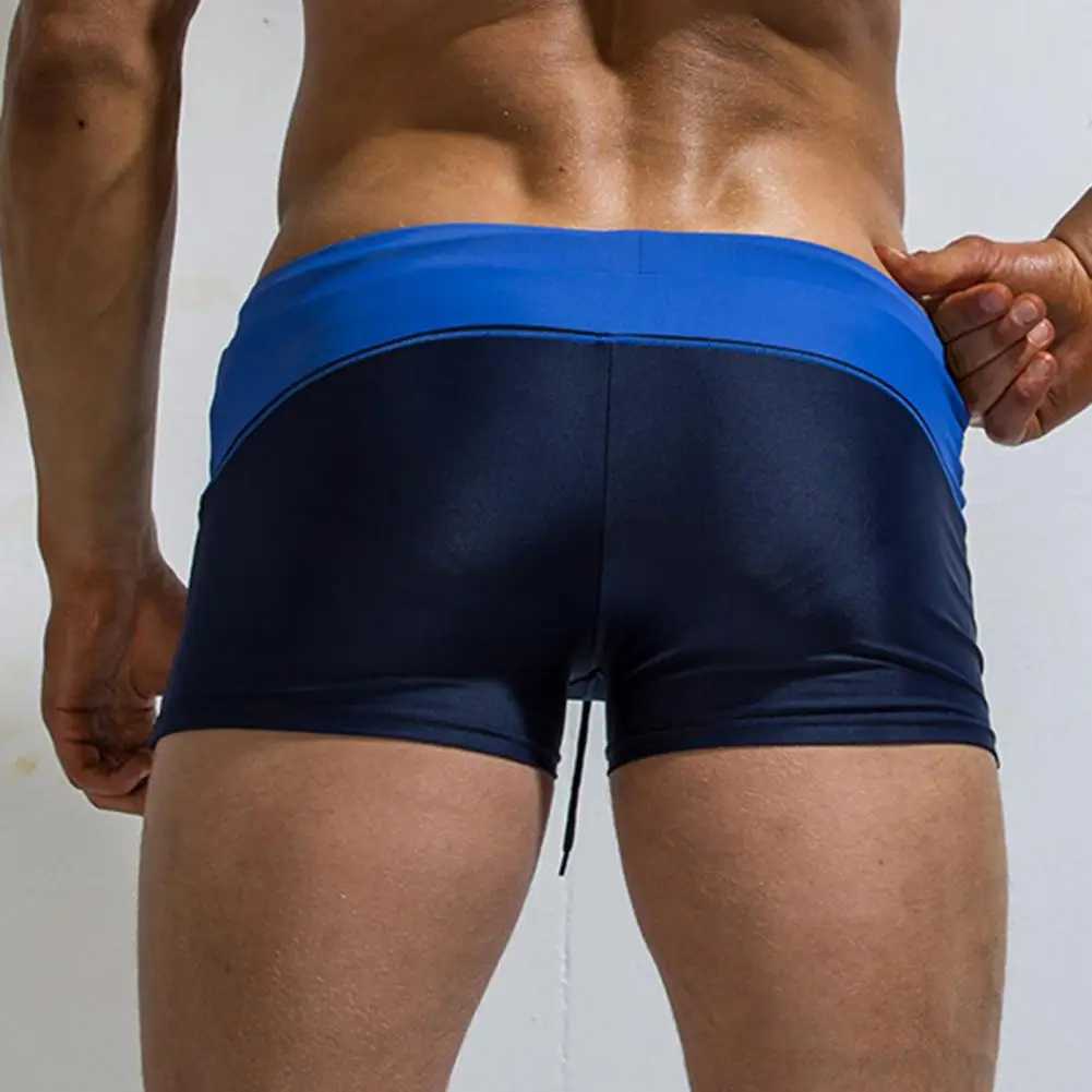 Beach Shorts Quick Dry Slim Nylon Briefs Stitching Color Boxers Men Swim Trunks Swimwear For Surfing Beach Shorts Beach Pants M250218