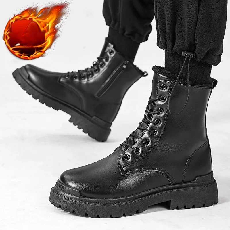Winter boots For Men Black Boots Casual sneaker shoes men PU Leather Autumn Mens boots Mens safety shoes botas para hombre XJ250217