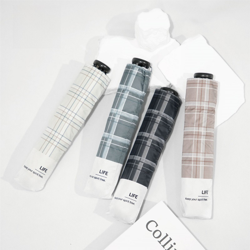 138g Ultralight umbrella Manual folding plaid sun umbrella Sunblock UV protection sunshine and rain umbrella
