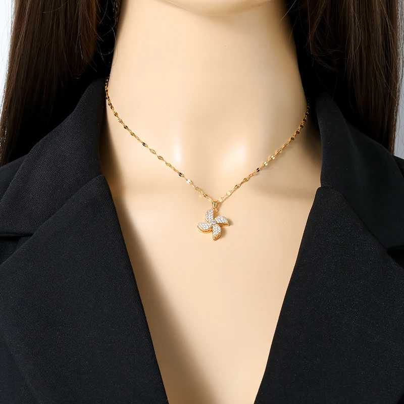 Earrings Necklace Wedding Jewelry Sets GANEMLY 316L Stainless Steel Rotating Windmill Zircon Bracelet Set For Women New Trendy Lady Gift Waterproof H2