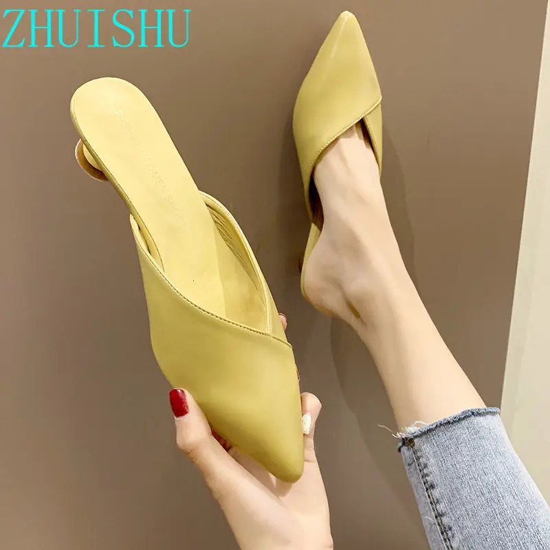 Womens elegant mule womens casual slider womens low boots fashionable womens Pointed shoes womens candy colored shoes 250213