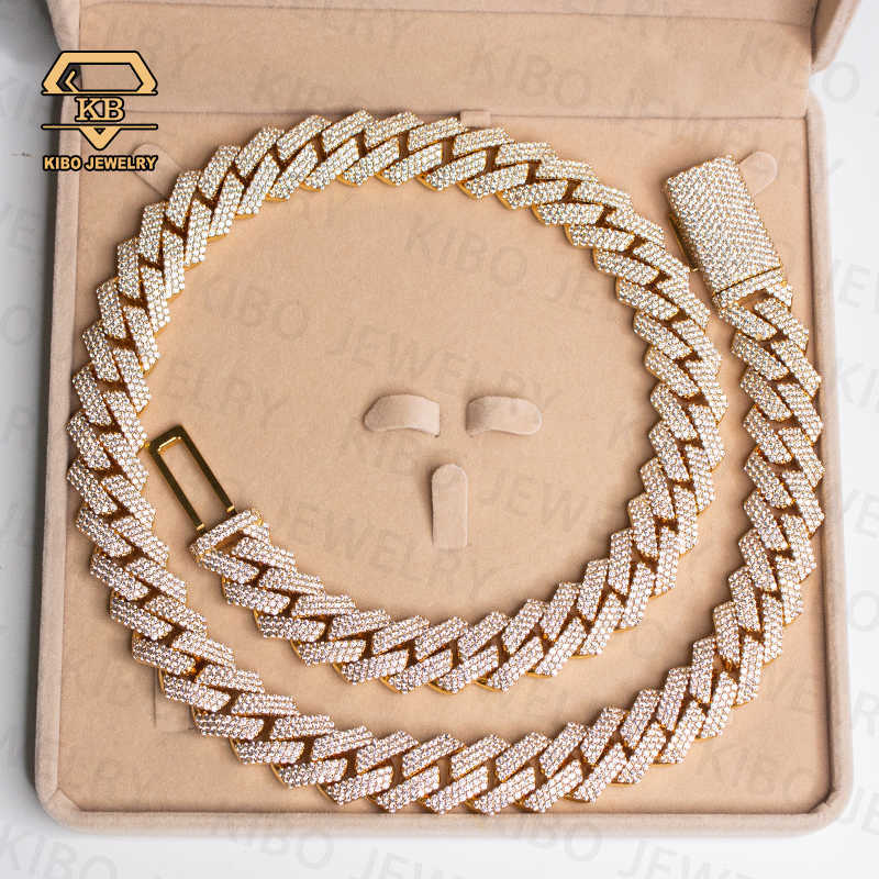 Real Pure 10K 14K Solid Gold Cuban link chain for Mens Hip Hop Iced Out Moissanite Cuban Link Necklace Miami Chains