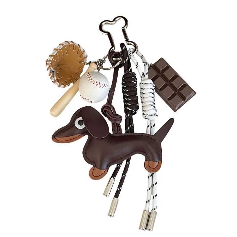 Keychains Lanyards Quirky Unique Styles Dachshund Keychain Charm Pendant rdy PU Materials Accessory for Daily Use Stylish Outfits DropShip H250217