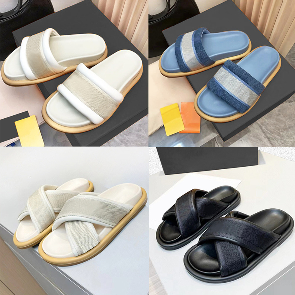 Man Slippers Designer Slides Women Sandals Flip Flop Flats Slide Casual Beach Shoes With Box 696