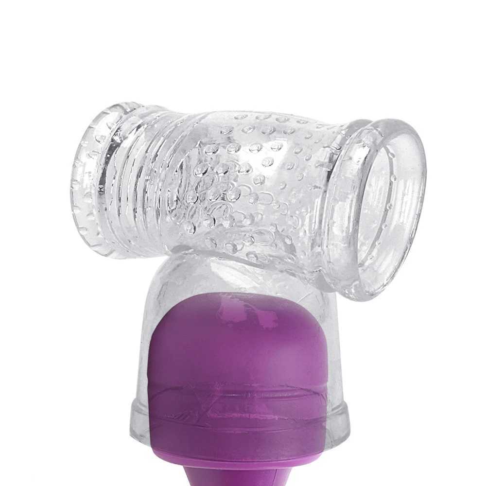 Male Masturbator Cock Sleeve Penis Ring Sex Toys For Men 8 Glans Sucking Caps Magic Wand Holder Vibrator Cover Erotic Products W250218