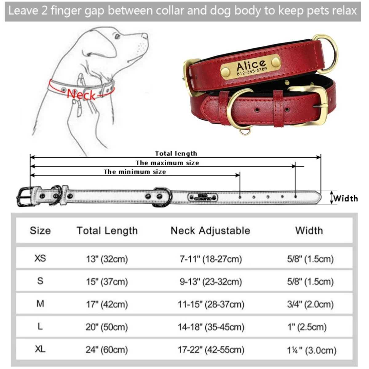 Dog Harnesses Customized Dog Collar Soft Padded Leather Pet Collar For Small Medium Large Dogs With Free Engraved Nameplate ID Tag Anti-lost H250217