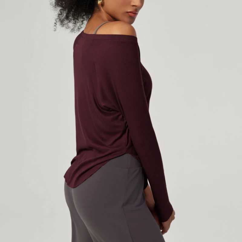 Active Shirts Tees Long Sleeve Shirt Women Solid Color Lightweight Running Top Loose Breathable Quick Dry Gym Blouse Female Sportswear H25218