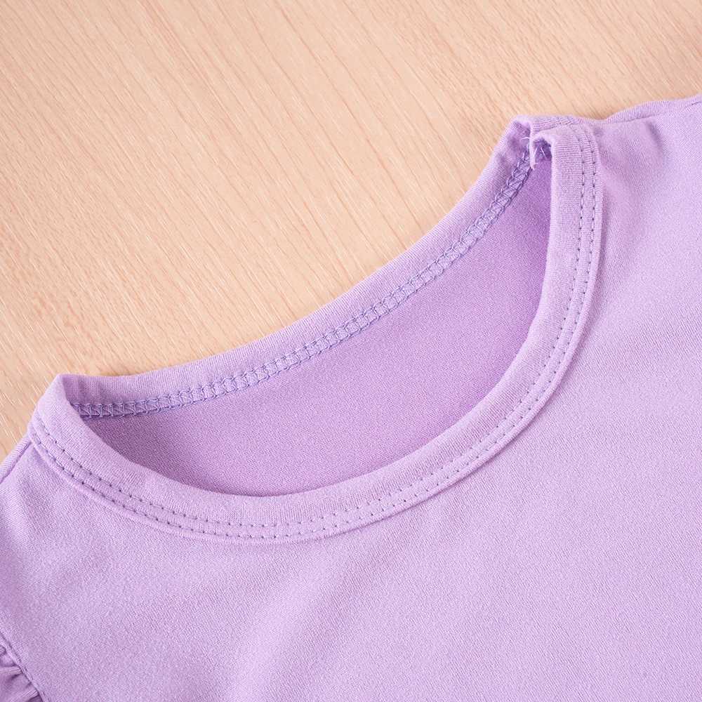 2 Summer Girls Set Round Neck Childrens Clothing Sweet Solid Color Top+Heart Shaped Printed Shorts Soft Skin Friendly W250218