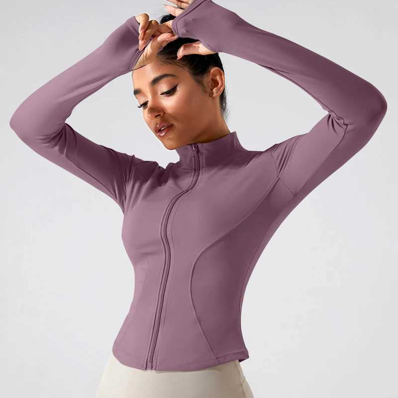 Active Shirts Tees Sports Jackets Zip Women Gym Shirt Female Workout Stand Collar Long Slves Jacket Running Clothing Slimming Coat H25218