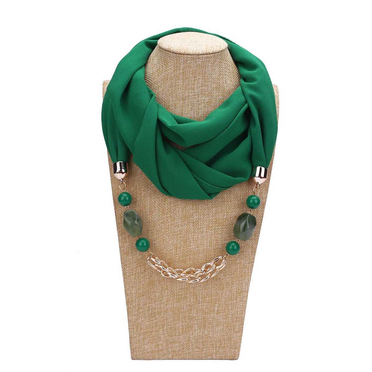 Solid Color Collar Scarf Luxury Beaded Pendants Jewelry Necklace Scarves Wr Women Sh Foulard W250218