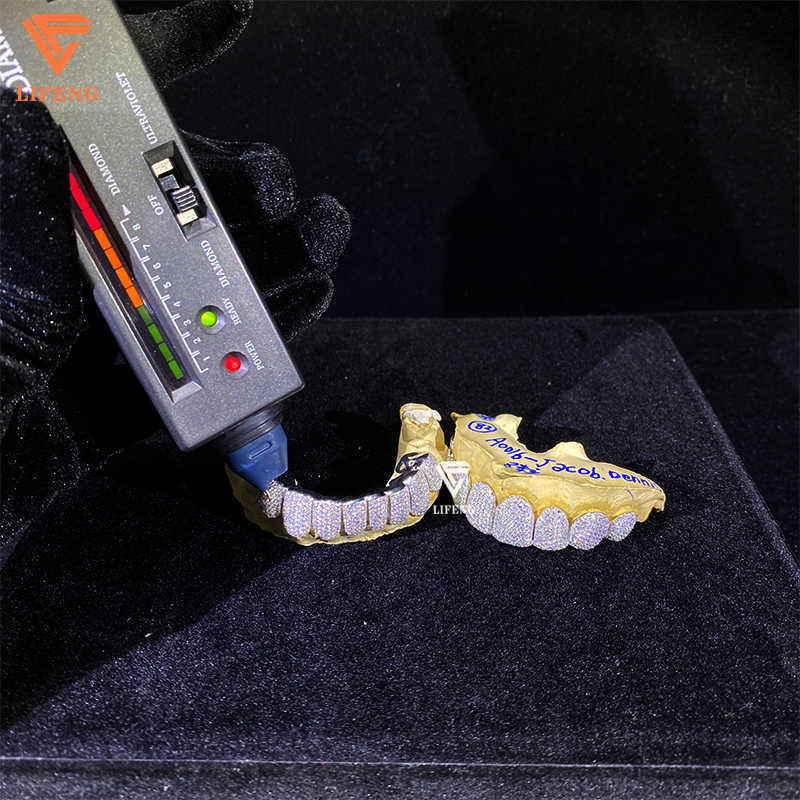 8 on 8 Custom Honeycomb 925 Sterling Silver Grillz for Teeth Moissanite Diamond Teeth Grillz Hip Hop Jewelry Men Grillz