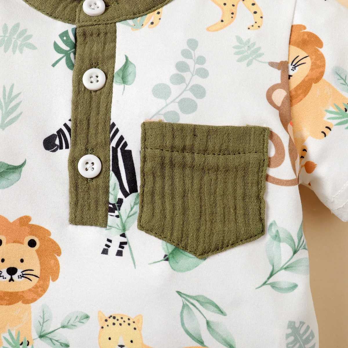 2PCS Baby Boys Summer Fashion 3-24M Cute Animal Printed Gentleman Set for Preschool Baby Boys W250218