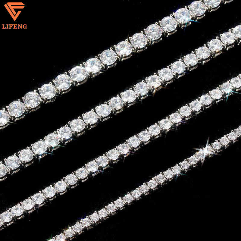 Iced Out Hiphop Jewelry 3mm 4mm 5mm 6mm 8mm VVS Moissanite Tennis Ball Chain Round Shape Diamond 925 Silver Tennis Necklace