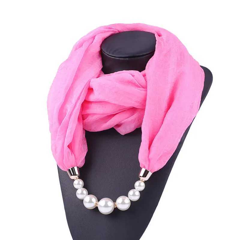 Solid color Jewelry Statement Necklace Pendant Scarf Women Neckerchief Foulard Femme Accories Hijab W250218