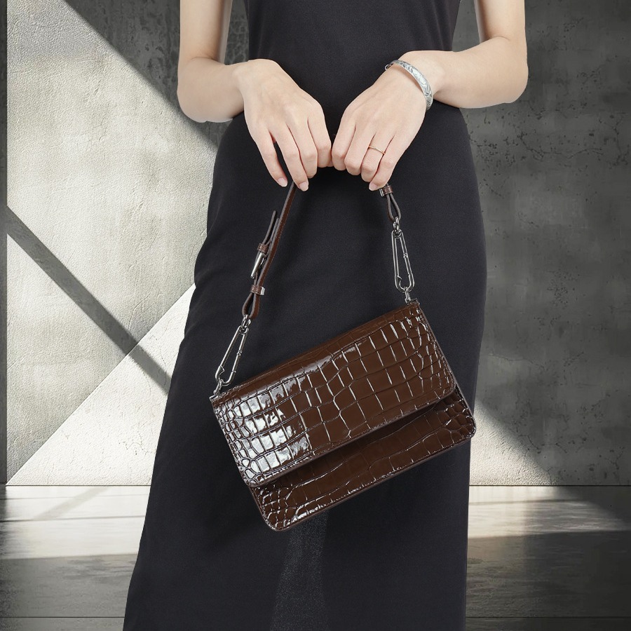 Designer Designer Trendy Armpit With Crocodile Pattern Shoulder Bag, Versatile Texture, Fashionable Crossbody Women's Bag