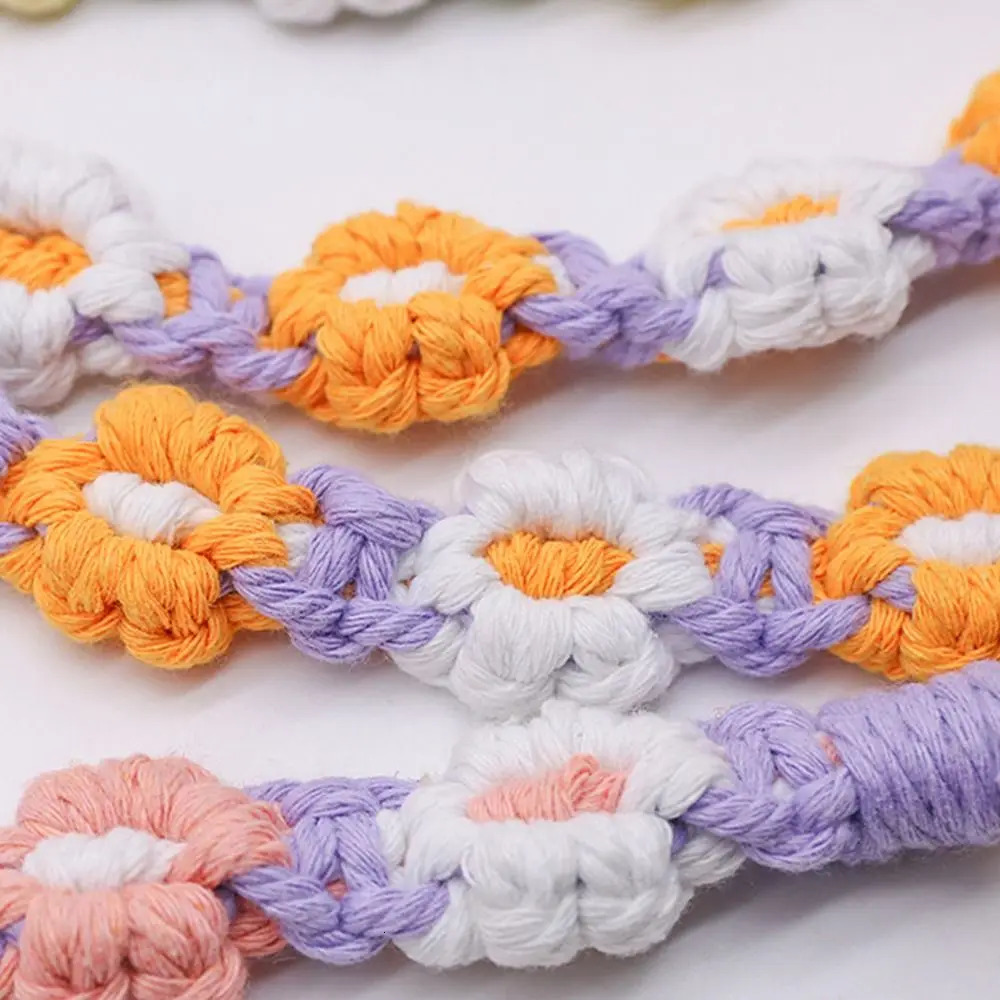 Handmade Cotton Weaving Crossbody Bag Strap Shoulder Strap Braided Flower Cell Phone Strap Bag Chain Bag Accessories 250214