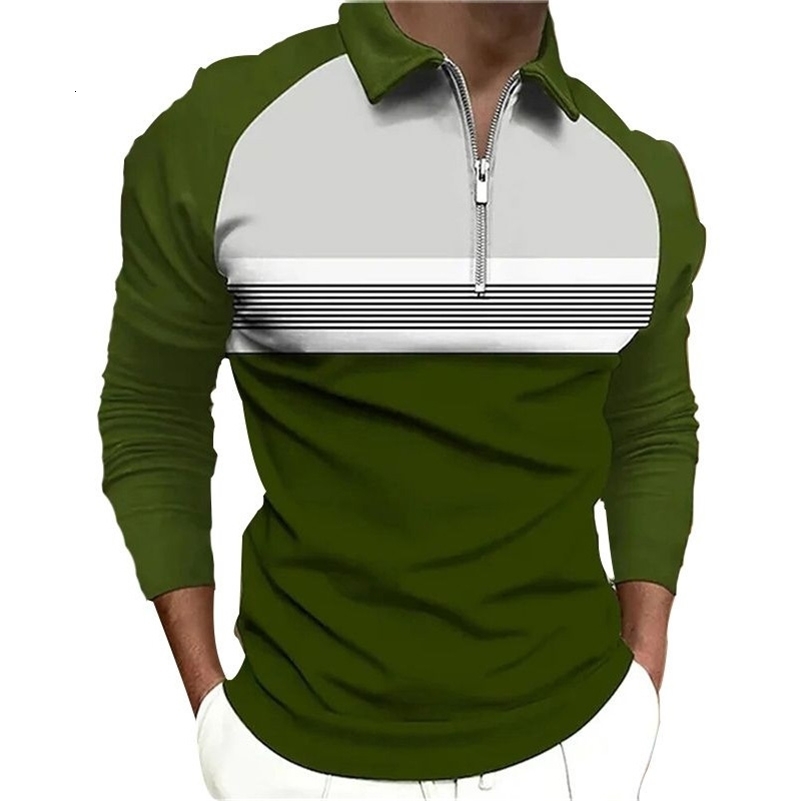 2024 Spring Mens Polo Shirt Long Sleeve Stand Basic Blouse Tee Shirt Top Casual T-shirt Men Shirt 250217