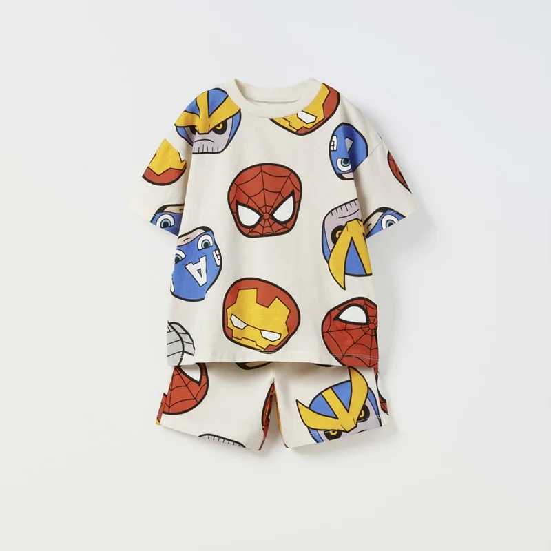 2024 NEW Short Sleeved Suit Baby Boys Tracksuit Summer Clothing T-shirt + Shorts Kids 2 Piece Set Childrens Wear Outfit W250218