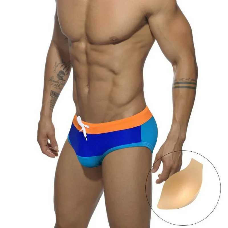 Brand Men Swim Briefs Low-waist Sexy Board Swimwear Pad Push-up Swimming Breathable Quick Dry Beach Shorts Surfing Bathing Suit M250218