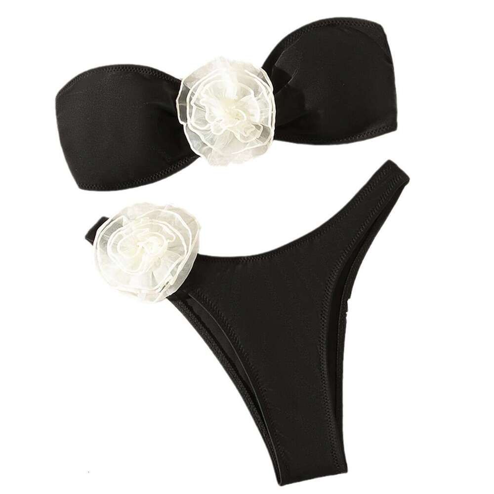 Hot Selling 3D Decorative Flower Bikini Split Top Sexy Swimsuit Triangle Pants for Women Designer Swim Maillot De Bain Womens Swimwear New Arrival
