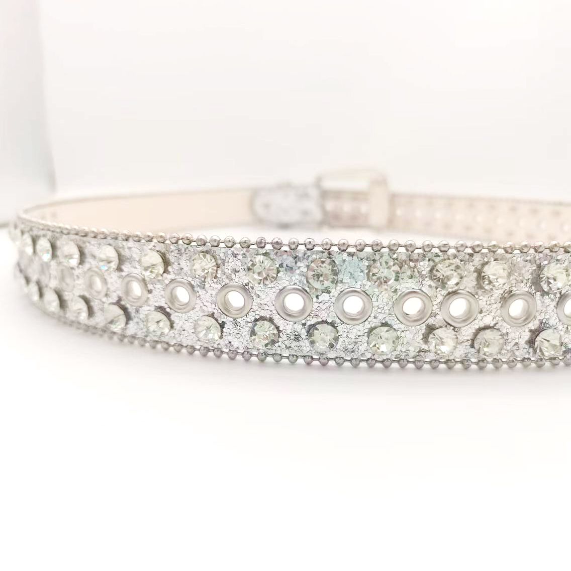 Punk Fashion Men's Rhinestone Belt Featuring Full Diamond Inlay and Skeleton Detail