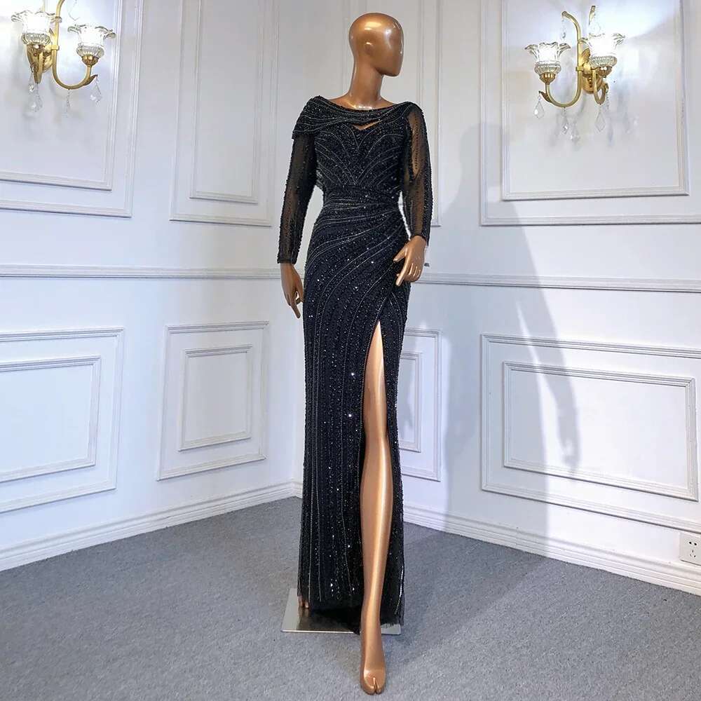 Nude Sier Mermaid Evening Gowns Dubai Beading Sparkle Sleeveless Sexy Formal Dress Customize