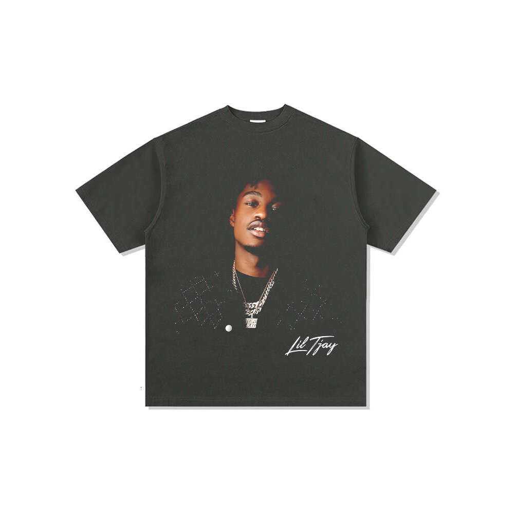 American hip-hop Tjay Lil Jay printed short sleeved T-shirt vintage loose
