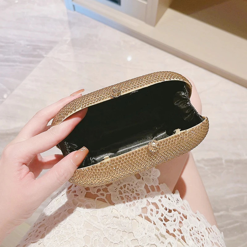 Oval Evening Bag for Women Party Clutches and Bags with Crystal Wedding Prom Dress Chain 250213Z