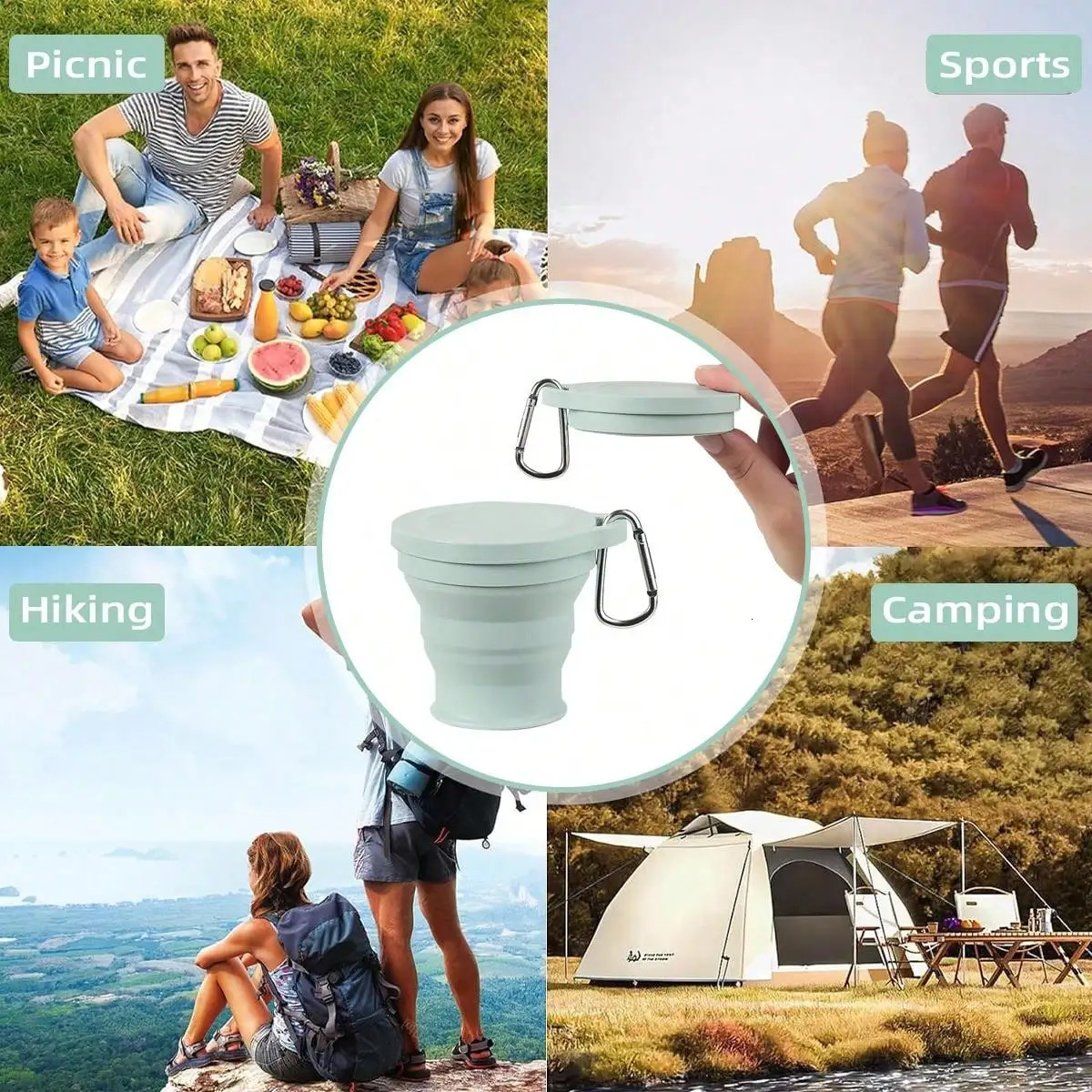 Leeseph Silicone Foldable Travel Cup Camping Reusable Portable Beverage CupCup Used for Hiking and Outdoo Z260202