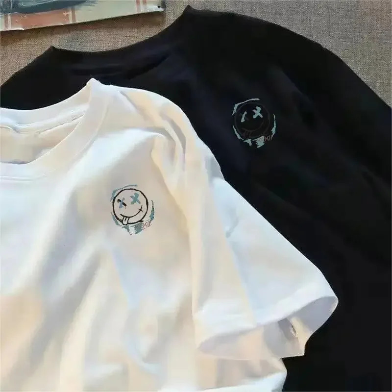 Summer Heavyweight Pure Cotton Short-sleeved T-shirt Mens American Fashion Ins Casual Loose Top Fashion Simple Cotton T-shirt 250217