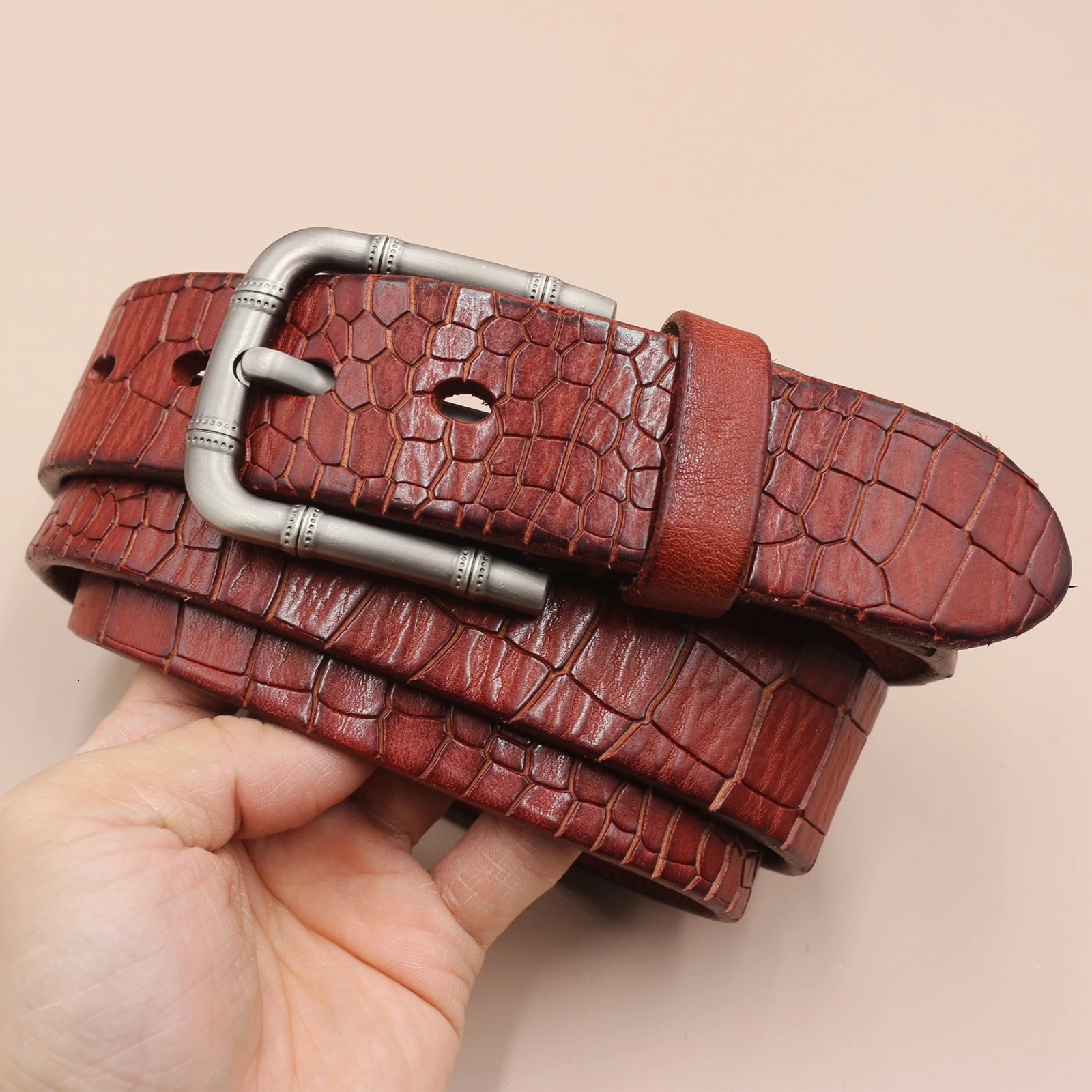 Handmade Retro Mens Leather Belt Simple Pin Buckle Jeans Belt Mens First Layer Cowhide Casual Belt 250213