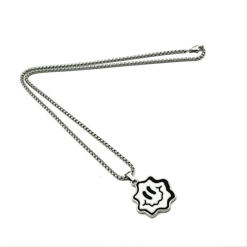 Wave Smig Face Titanium Steel Necklace Hip Hop Pendant Popular Ornaments Funny Childlike Couples Male and Female INS Street Accessories