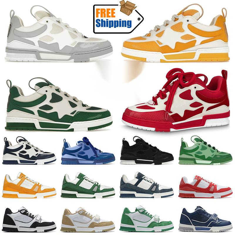 Skate Virgil Sneakers Luxury Shoes Designer Calfskin Plate-forme Flat Sole Beige White Platform Tennis Casual Trainers Chaussures Original Dhgate