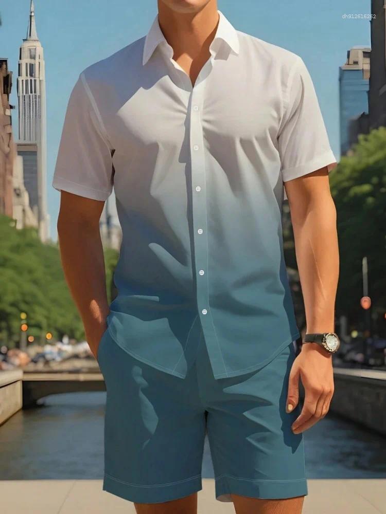 Men's Tracksuits Short Sleeve Shirt And Shorts Set Summer Everyday Fashion Sleeves Beach Pool Party Casual