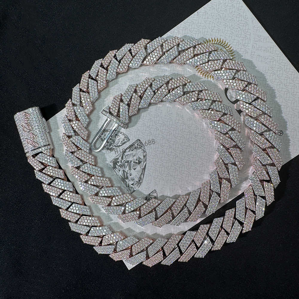 Hot Selling Hip Hop Vvs Moissanite Chain 16mm 925 Sterling Silver Iced Out Custom Cuban Link Chain