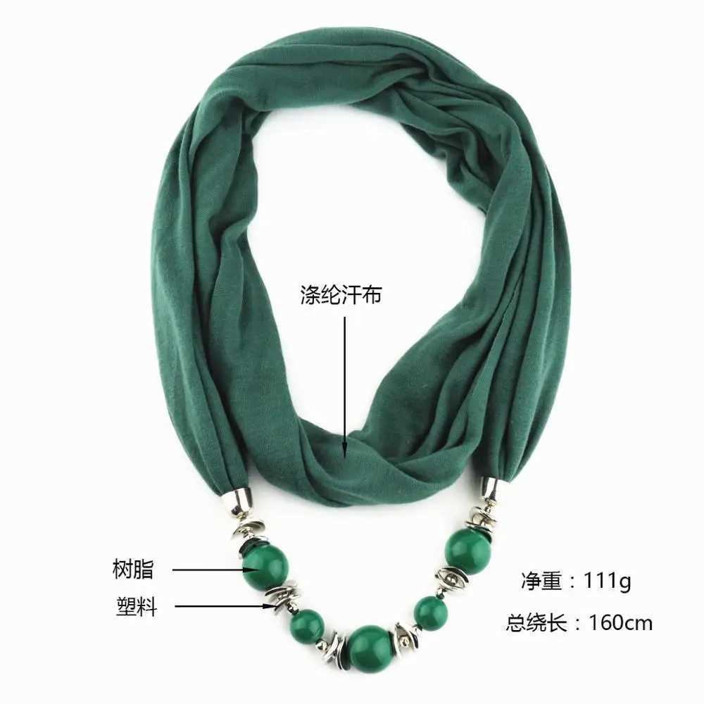 Fashion Ethnic Polyester Solid Collar Tassel Gorgeous beads pendants jewelry Necklace Jewelry Ring Scarf Women Shl Scarves Hot W250218