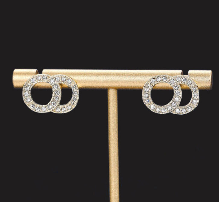 Stud Earring 18K Gold Plated 925 Silver for Women Crystal Rhinestone Pearl Earring Wedding Party Jewerlry gift