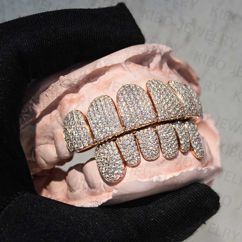 Fashion Jewelry 10K 14K Gold Plated Honeycomb Setting 925 Silver VVS Custom Hip Hop Iced Out Moissanite Grillz Teeth Grillz