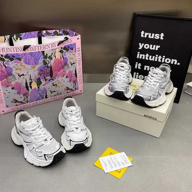 Women's Breathable Casual Sneakers - Thick Sole, hot White, Non-Slip, Versatile for Running & Walking