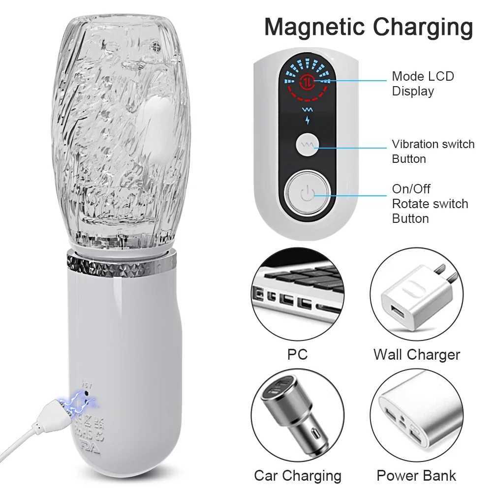 Male Masturbator Cup Automatic Thrusting Rotating Vibrating Penis Pump Trainer Masturbation Cup Adult Sex Toys for Men Adults W250218