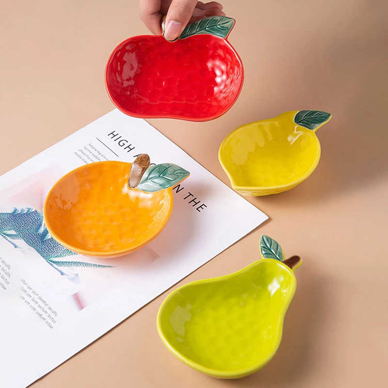 Fruit Shape Sauce Dish Ceramic Seasoning Dipping Bowl Ketchup Soy Vinegar Dip Dish Fruit Salad Butter Plate Tableware Decoration 250214
