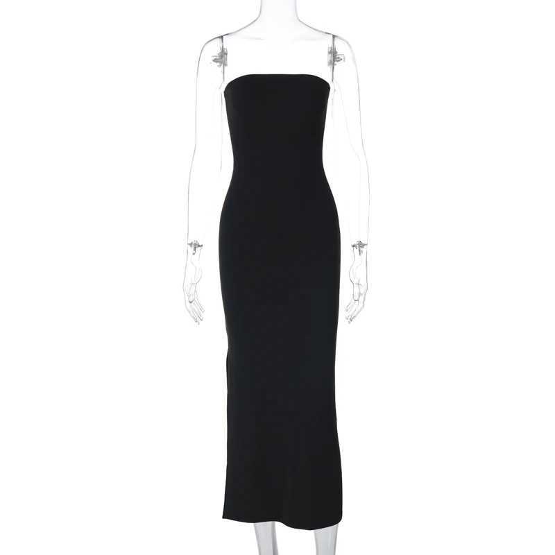 Basic Casual Dresses Lygens Elegant Solid Slim Strapless Slit Elegant WomneS Dresses Evening Party Club Wholesale Winter Sexy Y2K Casual Clothing H252