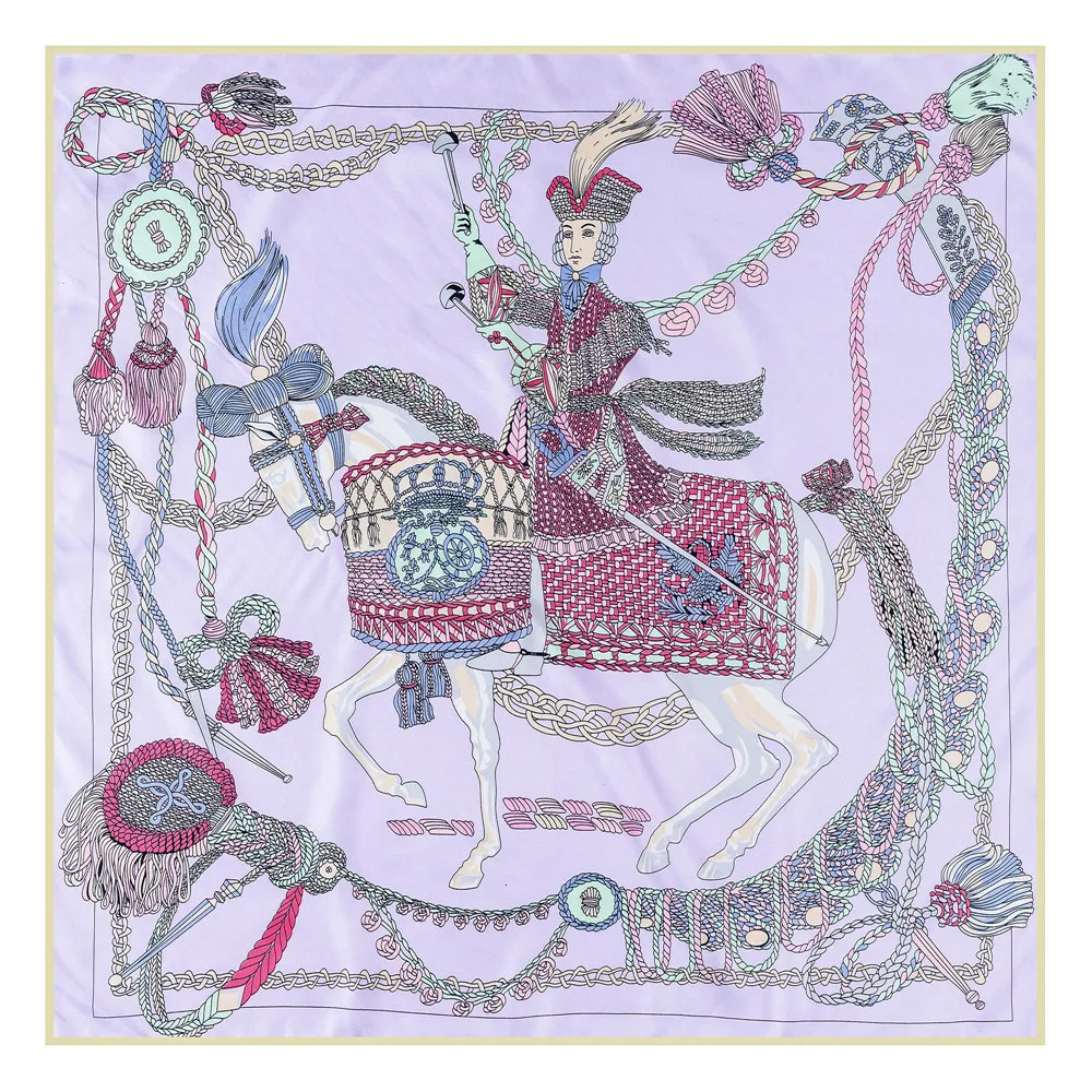Handmade Curled Twill Silk Scarf Womens Timpani Printed Square Scarf Echarpes Curled Foulards Womens Wrapped Bandage Headscarf 90CM 250213