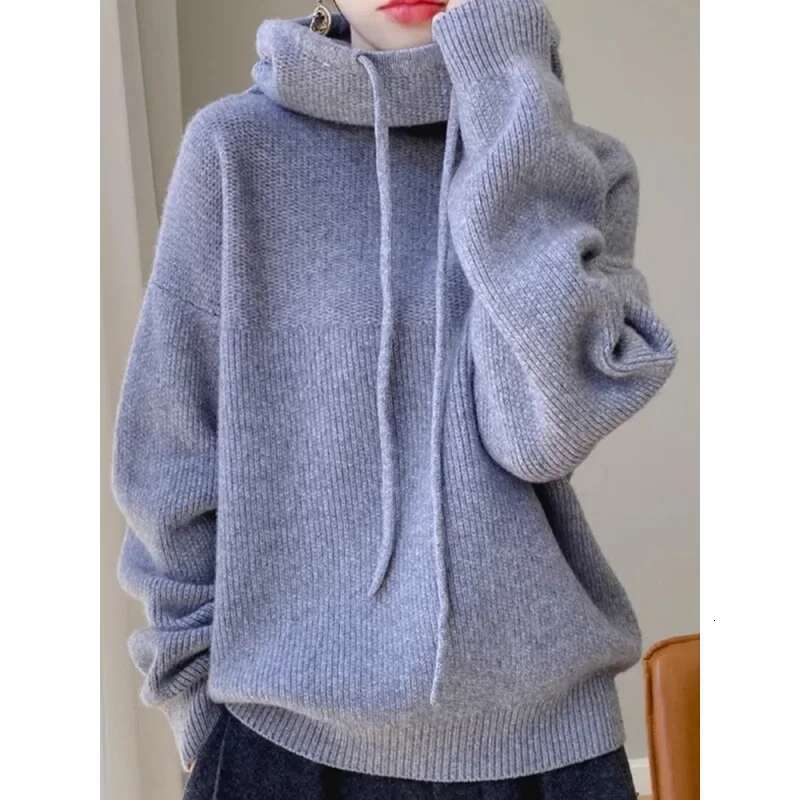 Comfortable Soft And Supple Hooded Thickened Knitted Top Autumn/Winter New Style Warm Slimming Versatile Sweater Jacket For Wome