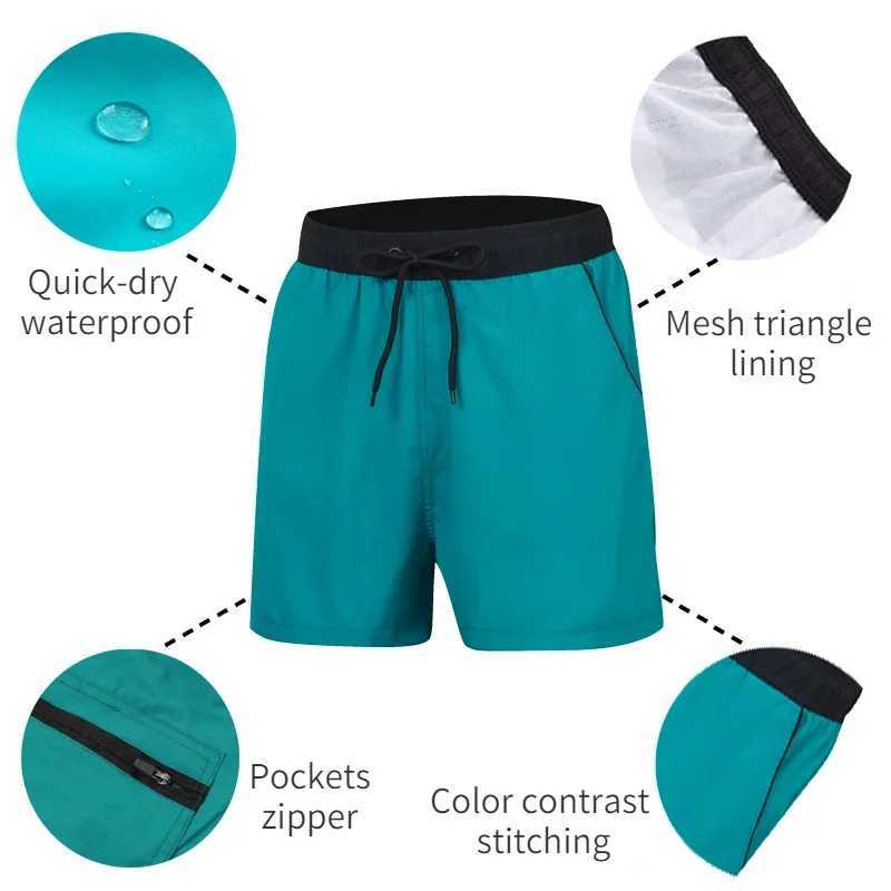 Mens Swimming Shorts Summer Swimwear Trunks Swimsuits Quick Dry Surffing Beach Wear Pants Shorts with Pockets Zipper Black 4XL M250218