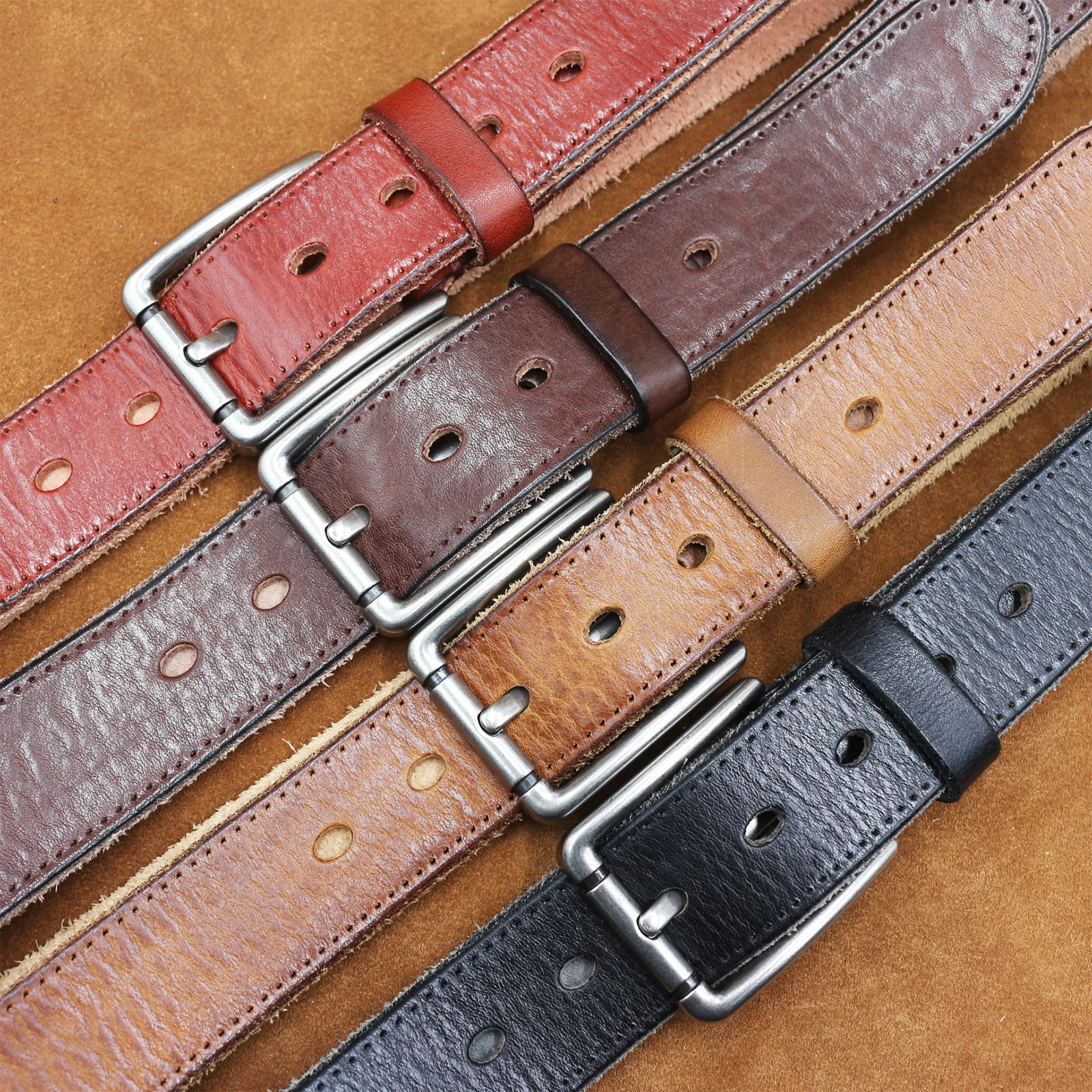 3.8cm Width Mens Cowskin Genuine Leather Belt Vintage Jeans Belt Strap Y2K Pin Buckle Belts For Men Male Gift 250213