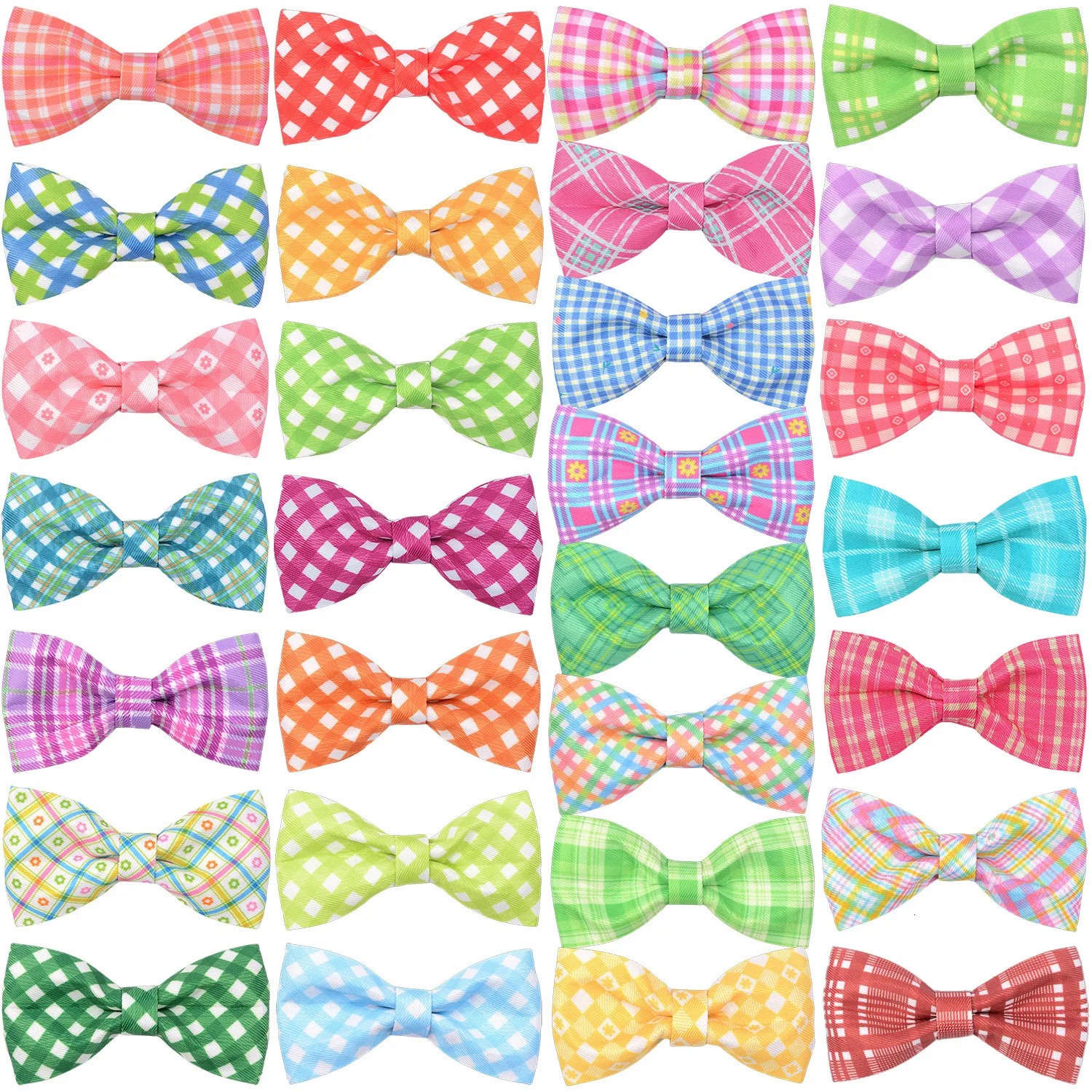 50/100pcs Spring Plaid Style Dog Bowtie Removable Dog Bows Dog Collar Accessories Pets Grooming Accessories Dog Supplies 250218