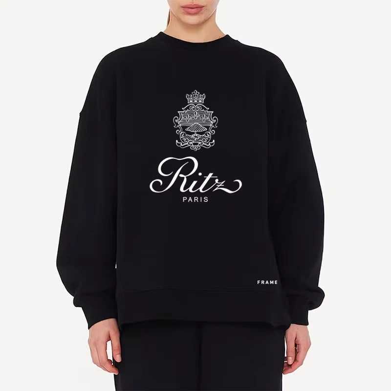 Hot selling autumn new round neck chic letter printing design loose and casual mens long sleeved floral cotton hooded sweatshirt X250218
